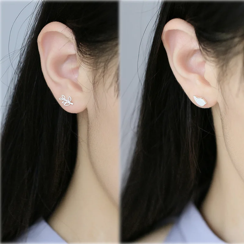 

XIYANIKE 925 Sterling Silver Hot Sale Prevent Allergy Bird Leaves Stud Earrings For Women Creative Irregular Party Jewelry Gifts