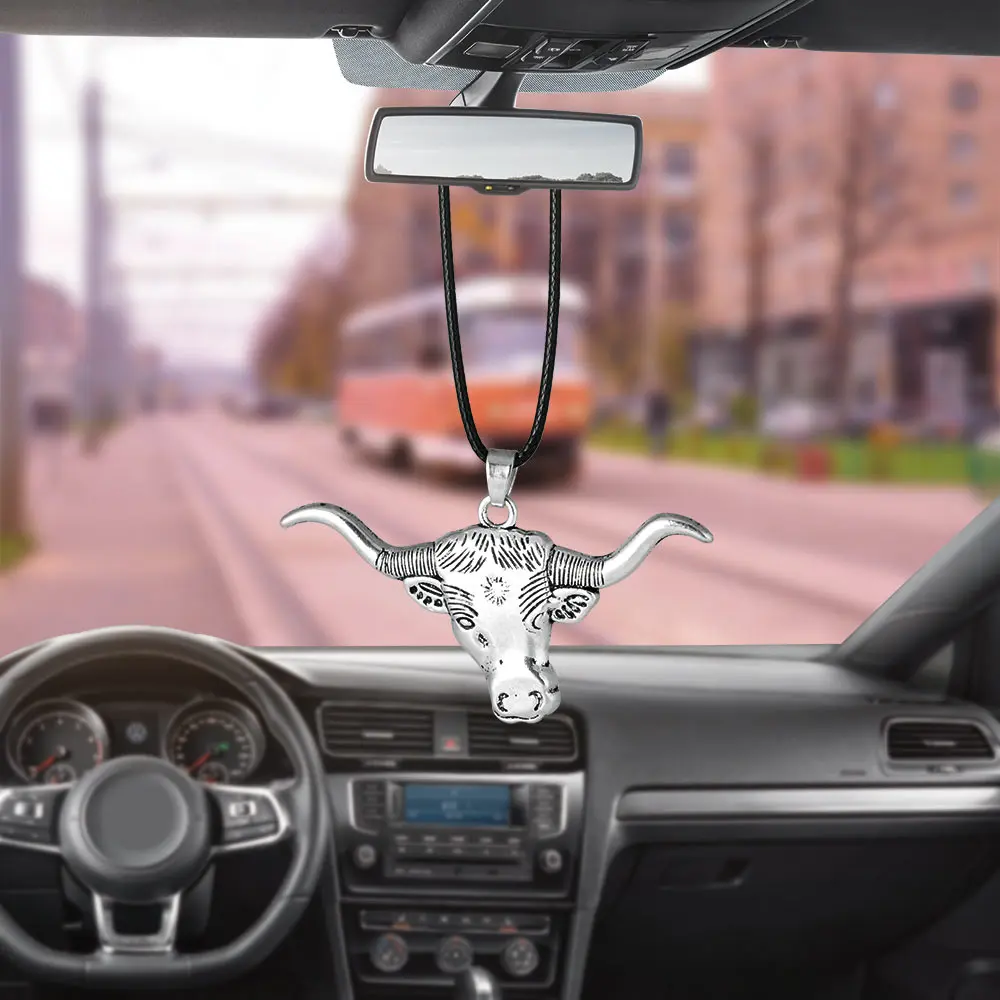 Автомобильная подвеска головы быка аксессуары для автомобиля украшение интерьера заднего вида зеркало висячее украшение подарки семье.
