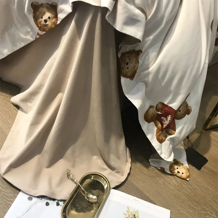 

Cute cartoon bear bedding set adult teen child,full queen king 60s cotton double home textile bed sheet pillow case duvet cover