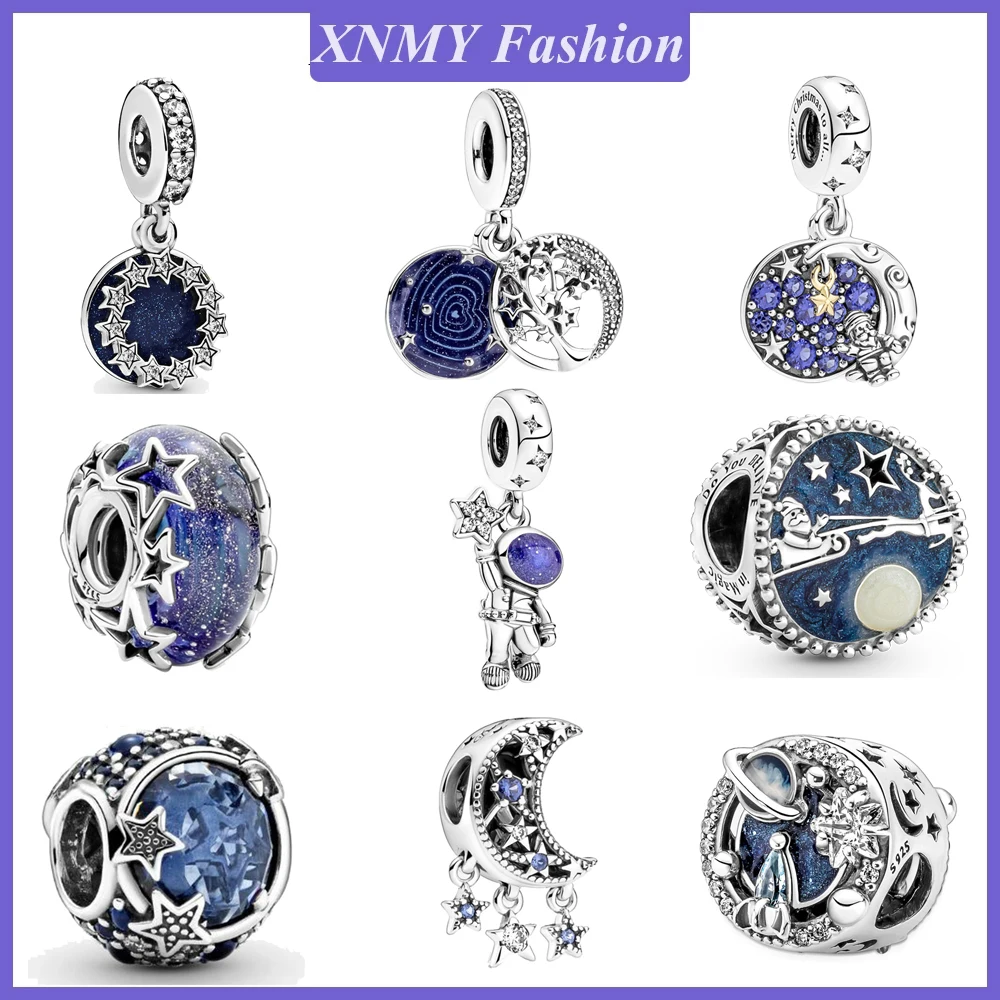 

XNMY Лидер продаж, серебряный цвет, небесно-голубые звезды, Луна, Санта-Клаус, жизнь, дерево, бусины, подходят для оригинальных браслетов Pandora, ю...
