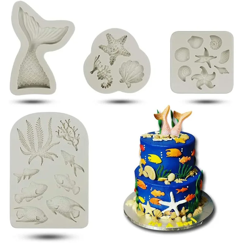 4 шт. украшения для торта под морем хвост русалки морская лошадь морские