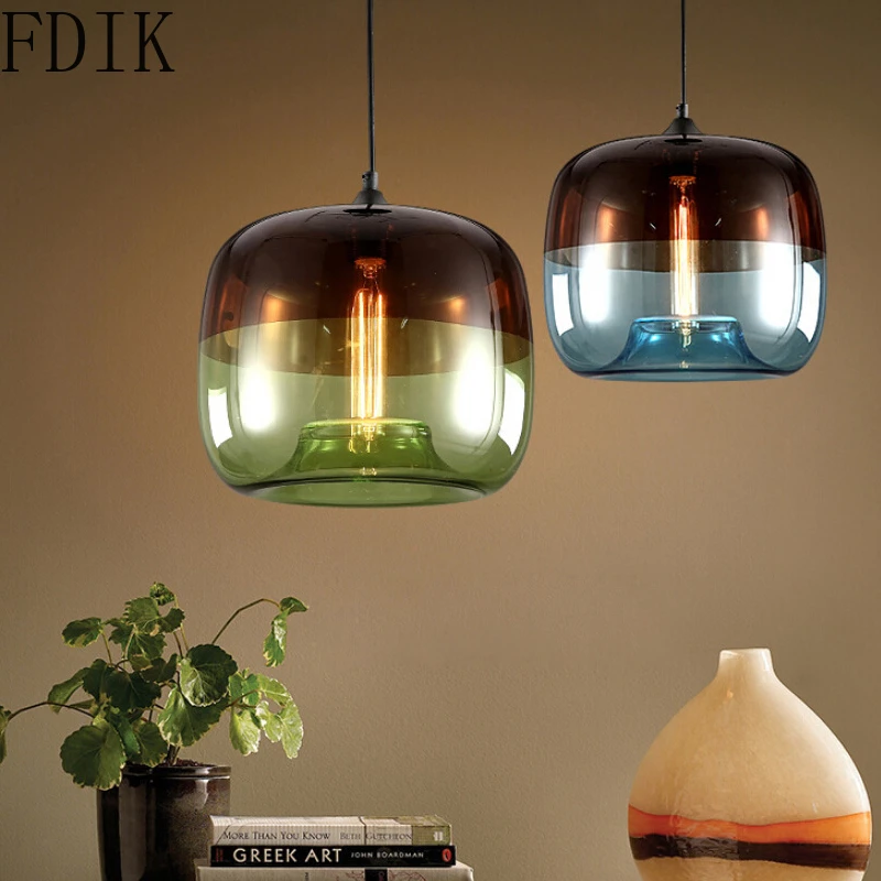 Современная стеклянная светодиодная Подвесная лампа с градиентом лампочка E27