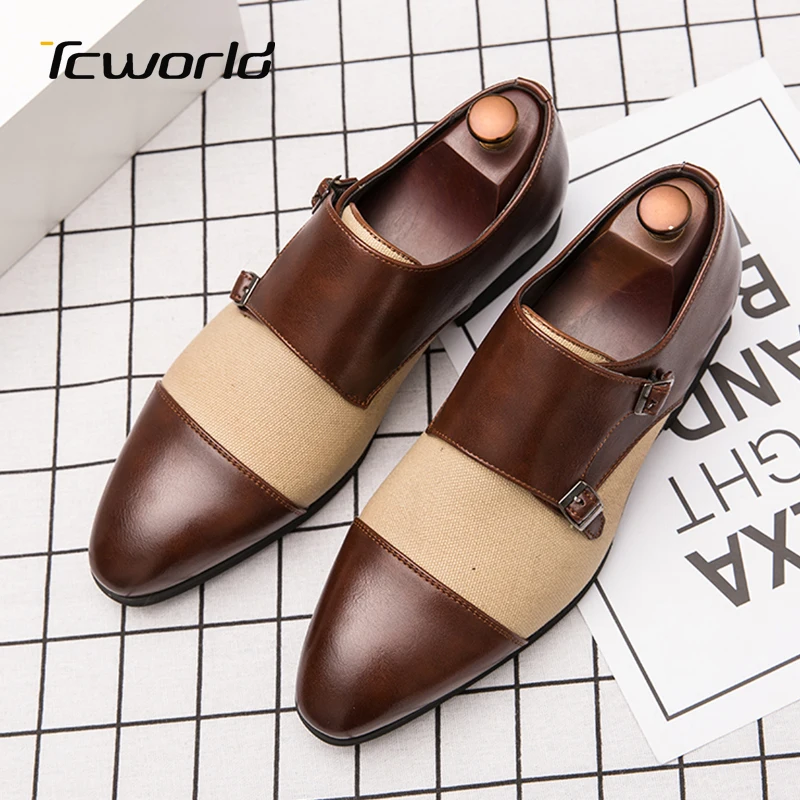 Мужские деловые кожаные туфли большого размера с пряжкой в британском