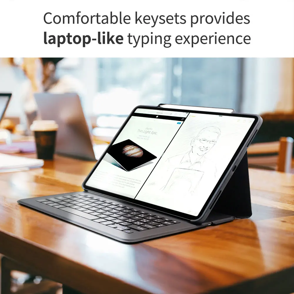 Смарт-чехол с Bluetooth клавиатурой для iPad Pro 11/12.9 2020 Авто спящий/Пробуждение PU кожаный