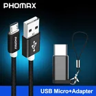 PHOMAX Micro USB кабель 5V2A с нейлоновой оплеткой для синхронизации данных и зарядки samsung S9 S8 huawei xiaomi mi8 7 Android