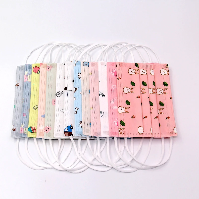 30 шт одноразовые маски для детей принт с героями мультфильмов 3 слоя