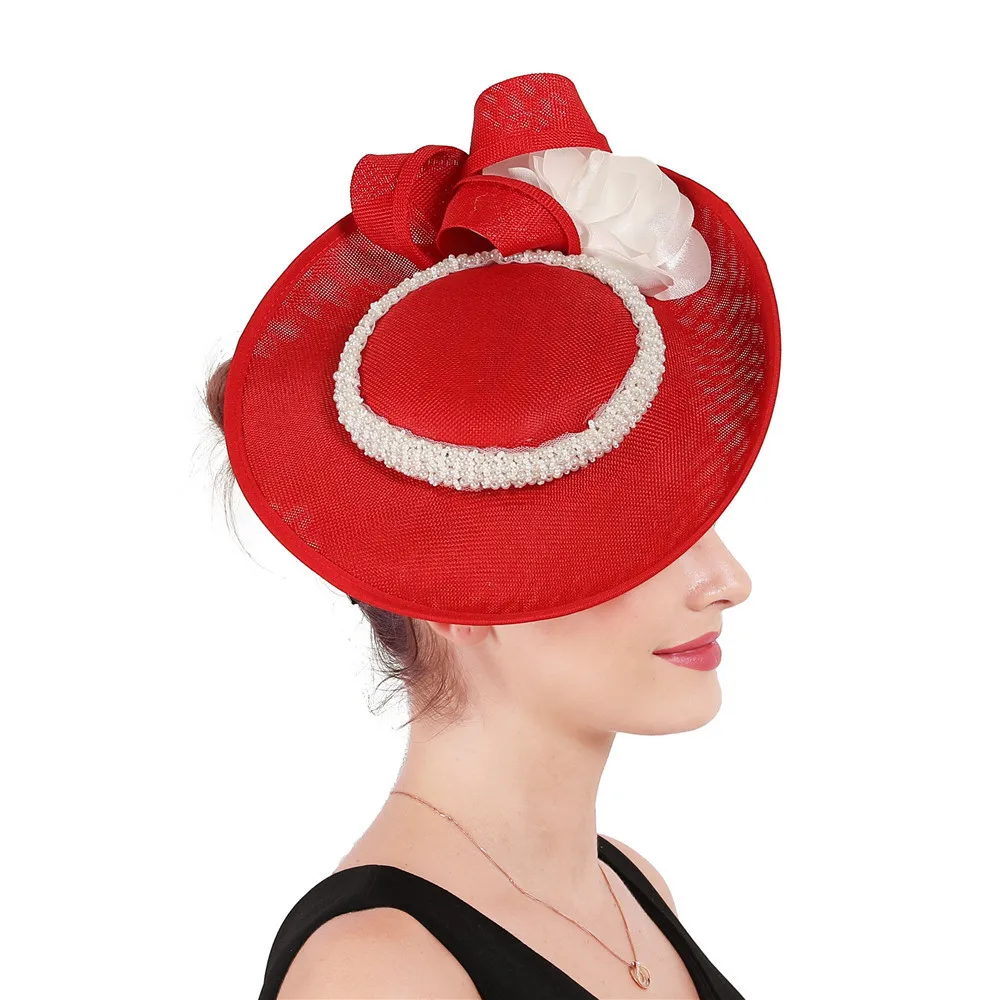 JaneVini 2019 элегантные большие красные женские шляпы и вуалетки для свадьбы ручной