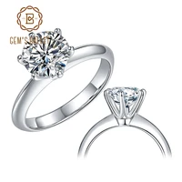 gems ballet 925 sterling silver moissanite ring 1ct 2ct 3ct round moissanite diamond solitaire engagement rings for women
