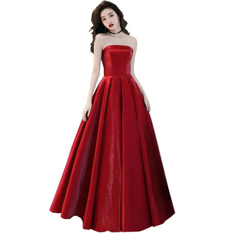 

Платье женское атласное вечернее, модное элегантное пикантное приталенное, до пола, для банкета и выпускного вечера, без бретелек