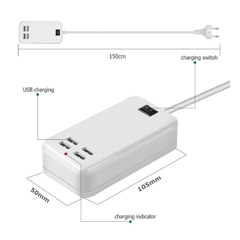 Зарядное устройство с 4 USB портами 15 Вт 3 А|Зарядные устройства для телефонов| |