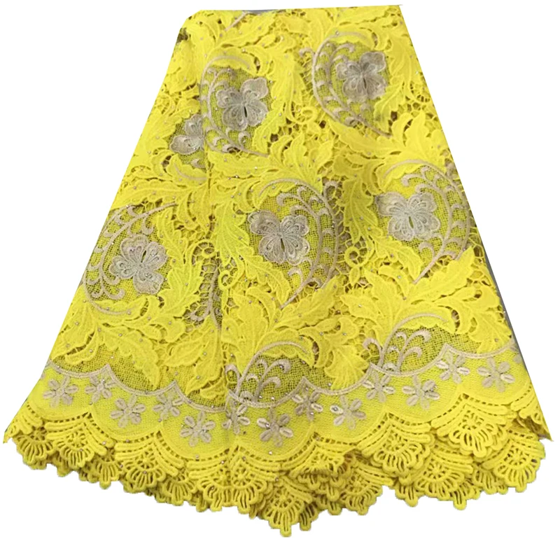 

2019 high quality water soluble lace fabric african guipure laces embroidery fabrics french tulle lace wedding party dress