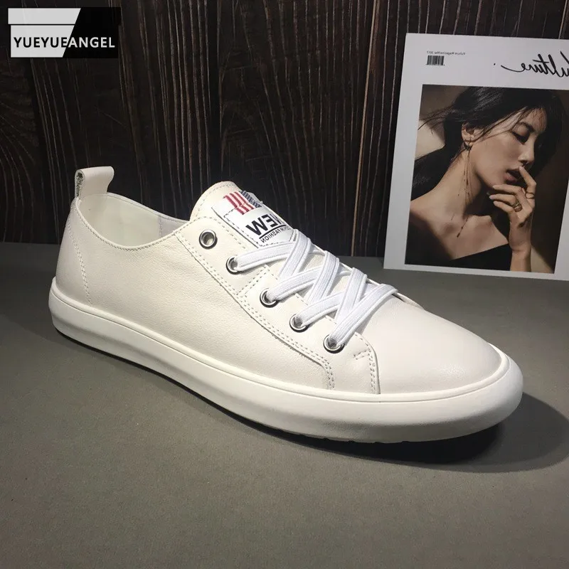 

Mens Casual Flat Shoes Summer Breathable Genuine Leather Sneakers Slip-On Walking Shoes White Black Loafers Fashion Active Shoes