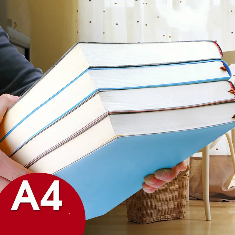 

Large thicken A4 notebook 29x21 cm 416 pages Lined format Daily writing Planner School homework Business memopad Diary