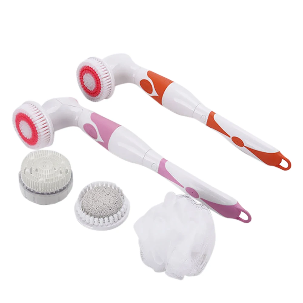 

Interchangeable Electric Bath Brush Back-Rubbing Brush Long Handle Spinning Body Cleaning Spa Massage Shower Brush Sets Massager
