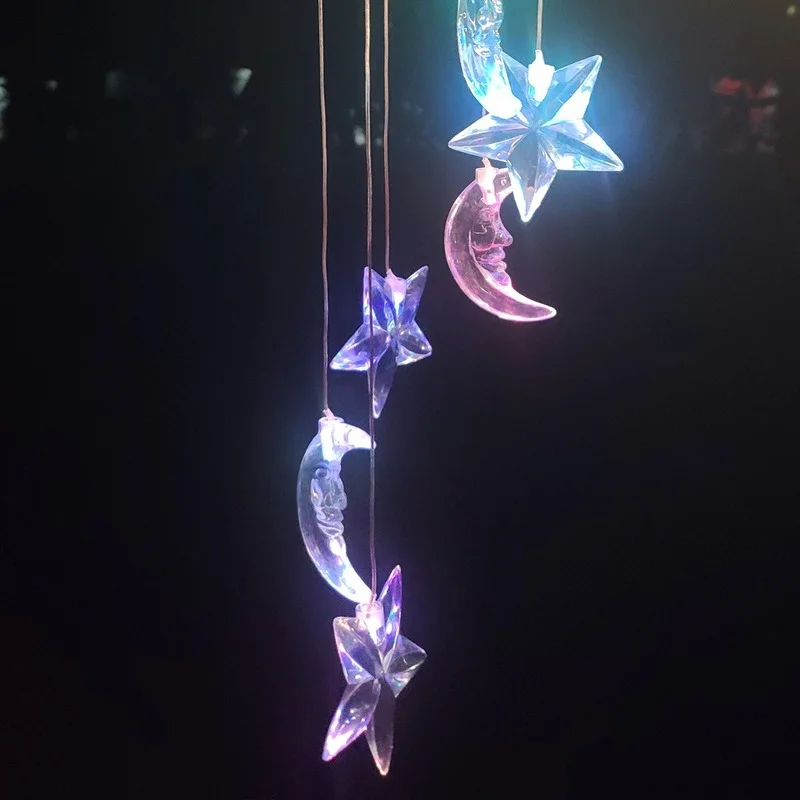 

Led Solar Particle Star Moon Dragonfly Butterfly Wind Chimes Lamp Colorful Color-changing Solar Hummingbird Kawaii Room Decor