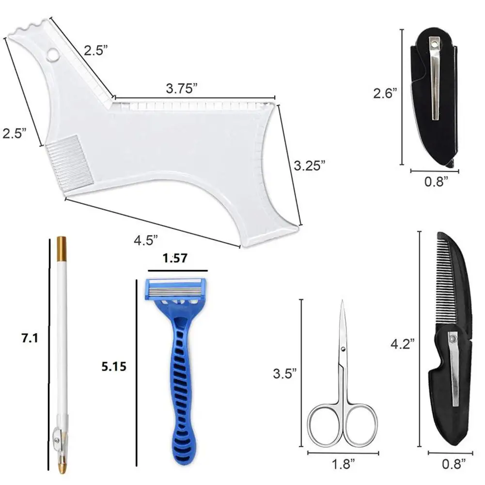 

Men Beard Mustache Care Sets Manual Shaver Scissors Stylus Pencil Sharpener Folding Comb Men Home Use Styling Tools Accessories