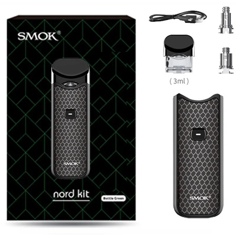 Black Smok Nord Pod vape комплект с аккумулятором 1100 мАч 3 мл картридж сетка спиральная электронная сигарета Vape pod Kit vs SMOK novo - Цвет: Black