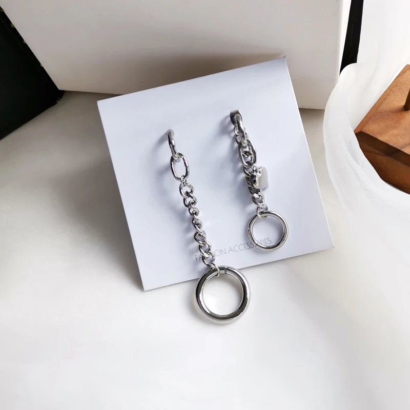 

Women Jewelry Fashion Chain Earrings Simply Design Asymmetric Hot Selling Circle Drop Earrings For Girl Fine Accessories