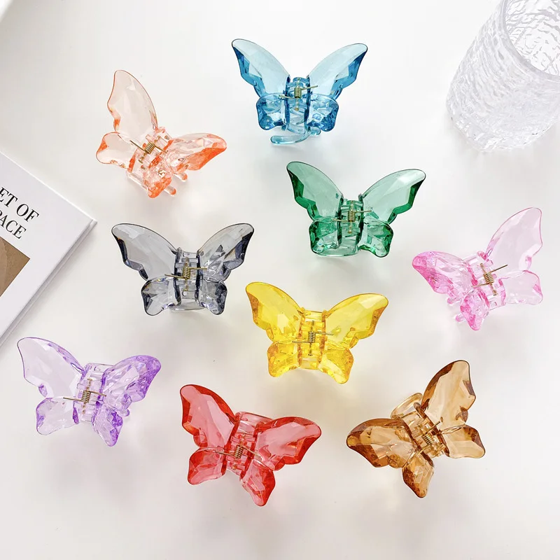 

Women Girls Butterfly Hair Claw Crystal Color Hair Clip Acrylic Transparent Hair Clamps Sweet Cute Clip Grab Hair Accessories