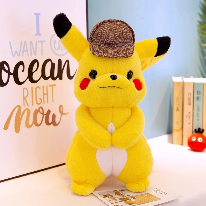 28 см Пикачу плюшевая игрушка мягкая детектива японского аниме плюшевые игрушки