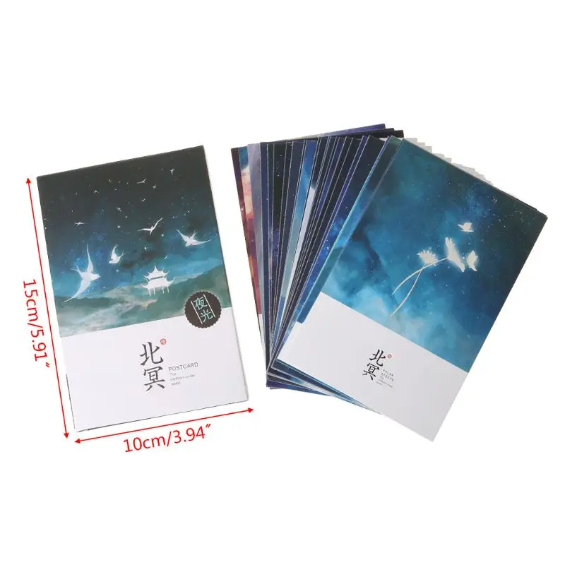 

30pcs Vintage Luminous Postcard Glow In The Dark Looking At The Light Greeting Post Card Novelty Xmas Greeting Cards Gift