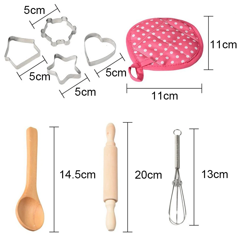 11 предметов игровой набор для детей "Кухня и выпечка" для девочек. Новинка. В комплекте: шапочка и фартук для кулинара.