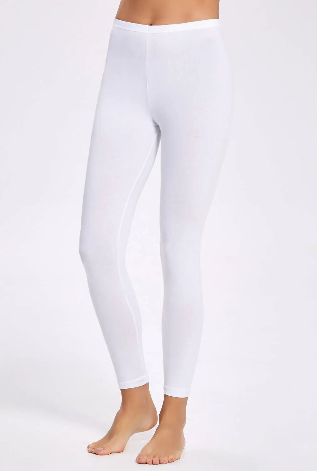 

lke 2250 Lycra Long White Womens Leggings3Pieces