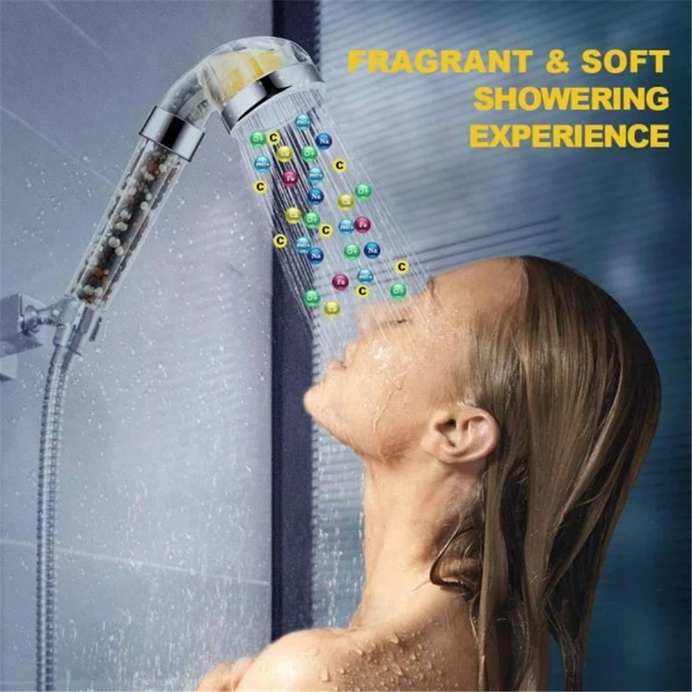 

High Pressure Water Saving Shower Head Filter Wand with Citrus Smell Vitamin C Remove Chlorine Softens Hard Water Showerhea
