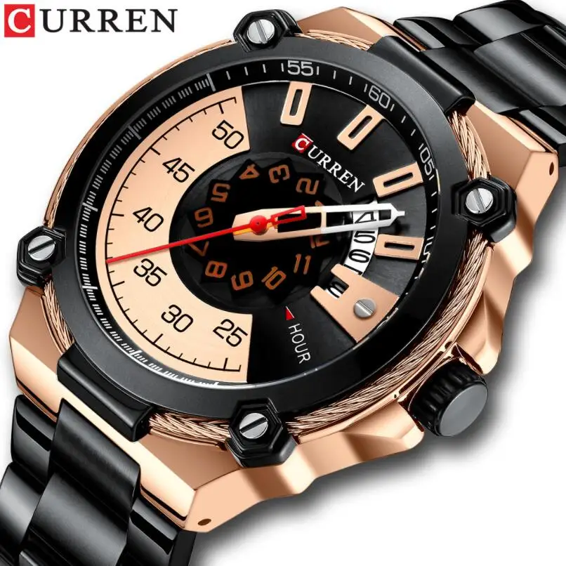 

Часы наручные CURREN Мужские кварцевые, креативные модные деловые, с браслетом из нержавеющей стали