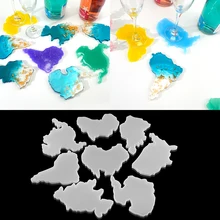 Intercontinental Continent Map Epoxy Reisn Mold Continents Map Coaster Silicone Mold for DIY Casting Jewelry Accessories Tools