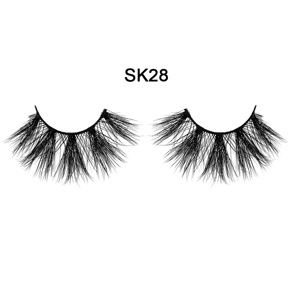SK28 1 пара 25 мм Драматические Длинные ресницы 3D норковые накладные ресницы толстые крест-накрест Wispies Fluffies наращивание ресниц инструменты для макияжа - Цвет: SK28