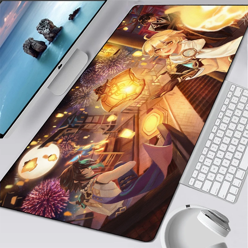 Genshin воздействие 80x40 большой Мышь игровой коврик для ПК ноутбук геймер аниме