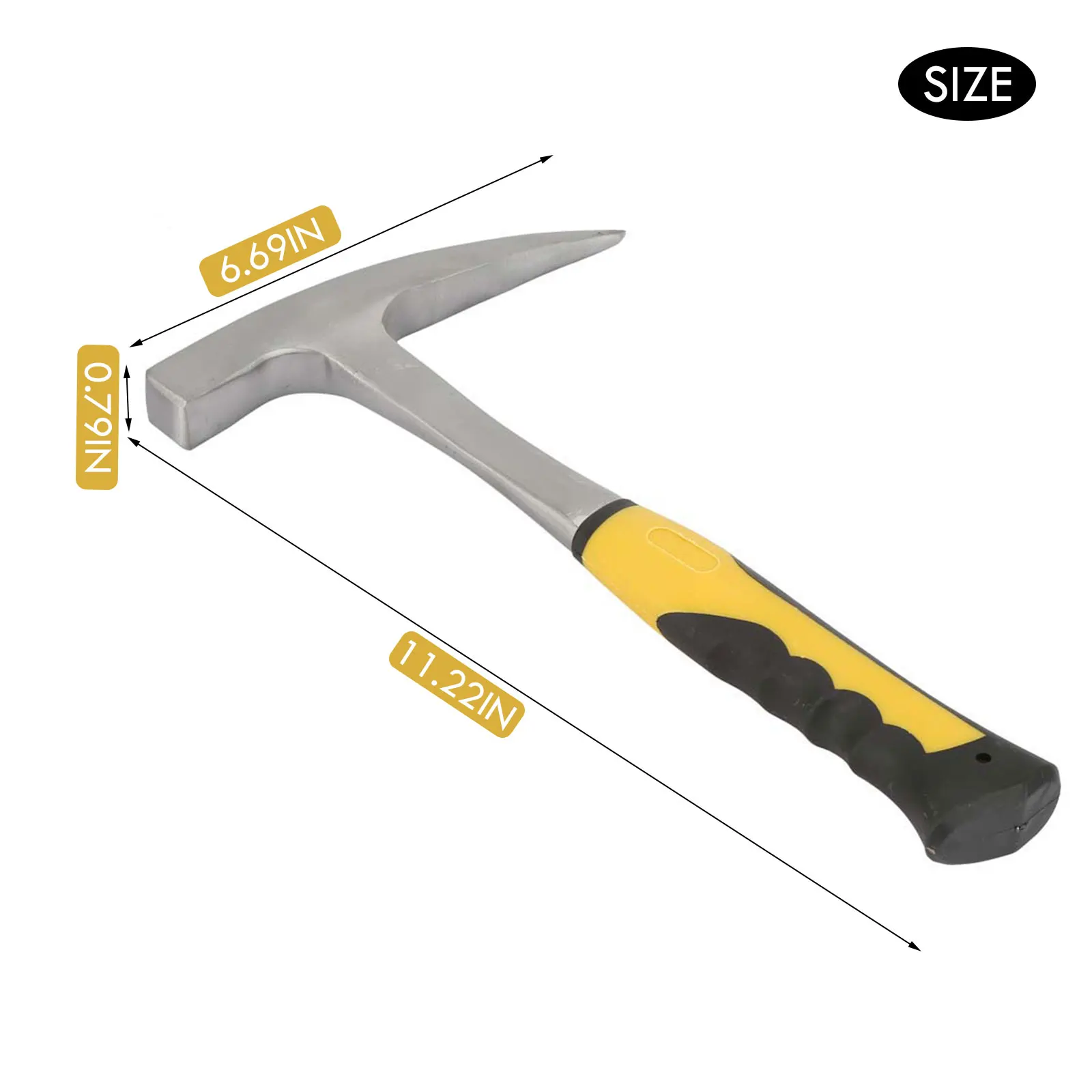 

Steel Rock Pick Hammer with Pointed Tip, Double Head Flat Mouth Geological Survey Brick Duckbill Hammer