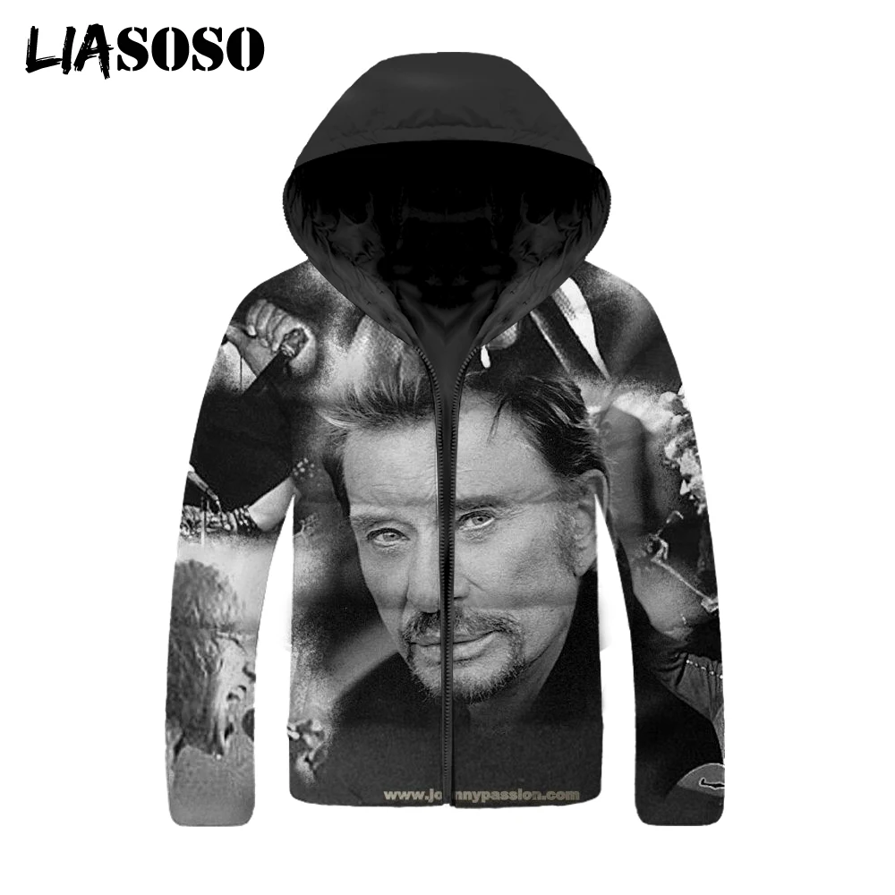 

LIASOSO 3D Print Johnny Hallyday Winter Jacket Men&Women Casual Fashion Down Jacket Winter Thicken Tops