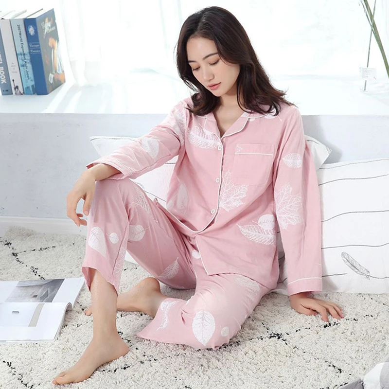 Женские пижамы пижама хлопок зимние женская теплая с длинным рукавом Хлопковая