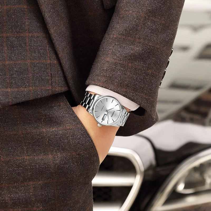 

CADISEN Brand Luxury Men Watches Automatic Mechanical Wristwatch 50M Waterproof Sapphire Day Date Business Stainless Steel Watch