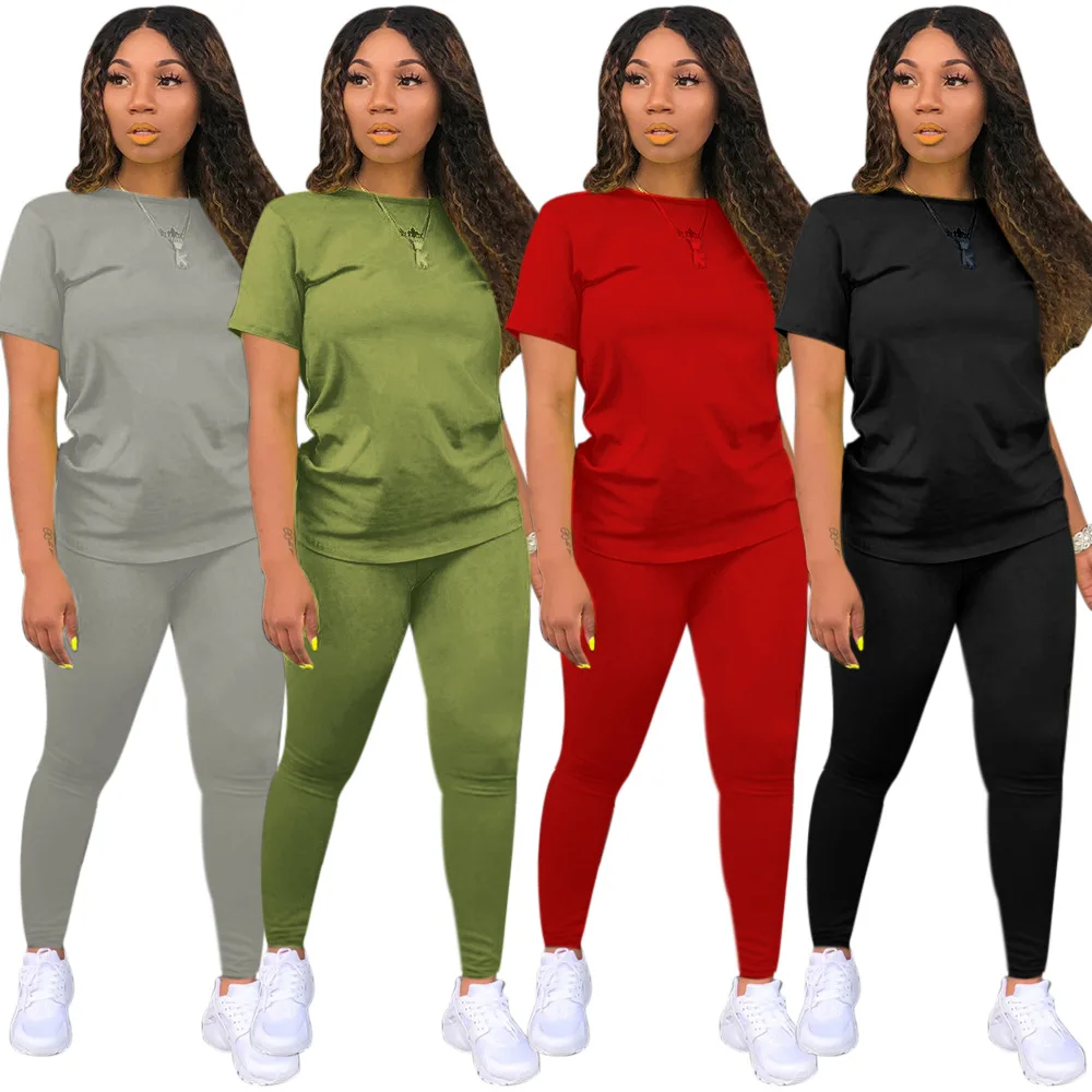 Adogirl размера плюс 5XL Однотонный женский комплект футболка с коротким рукавом
