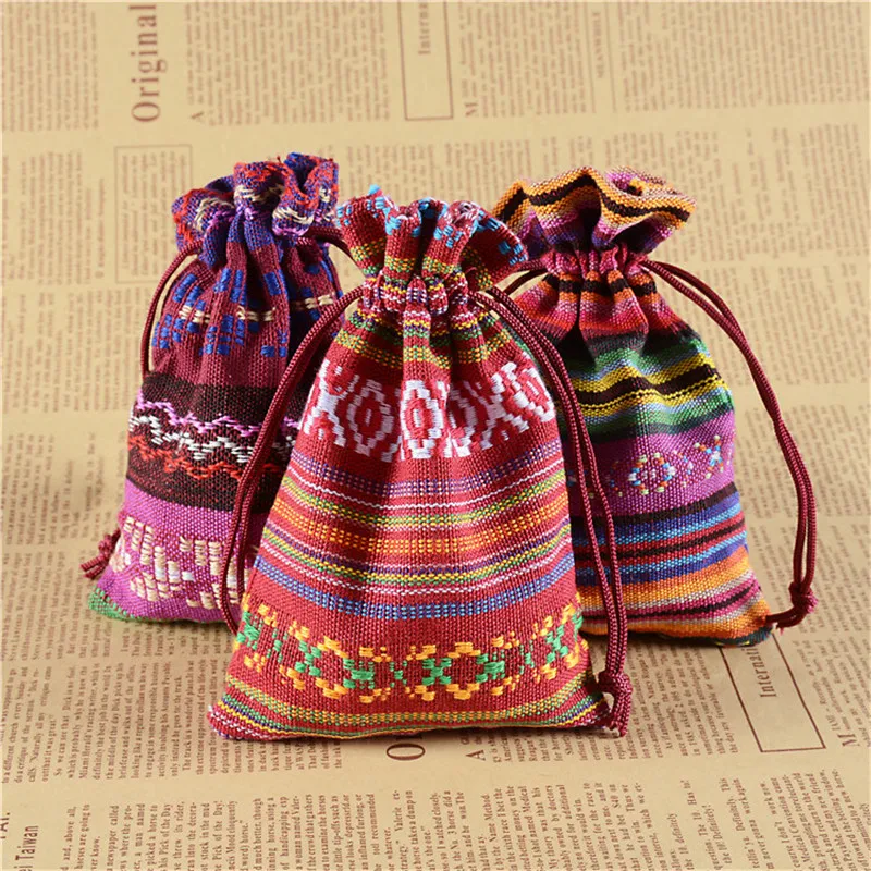 Ethnic-Style Drawstring Gift Bag Chinese style pan Beads Bracelets Cotton Linen Colored Cloth Currently Available Wholesale | Украшения и