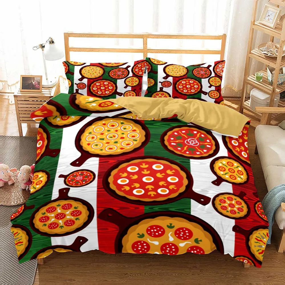 3 шт. комплект постельного белья для мальчиков и девочек с рисунком пиццы | Дом сад