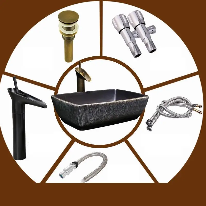 Number 24 Salle De Bain Black Wasbak Vanity Fregadero Lavandino Bagno Banyo Waschtisch Cuba Banheiro раковина для ванной Lavabo умывальник - Цвет: Number 24