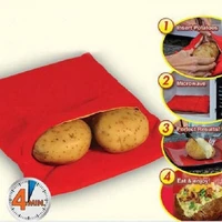 1pc new red washable cooker bag baked potato microwave cooking potato quick fast cooks 4 potatoes at once kitchen accessories