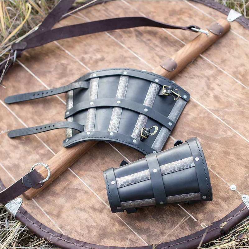 Для взрослых мужчин средневековый воин Larp рыцарь кожаный нарукавник с пряжкой