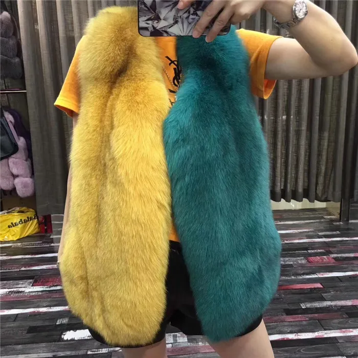 color 8 Winterjas dames натуральный Полный Пелт Настоящий Лисий Мех жилет костюм воротник женский натуральный Лисий жилет Зимний Средний Waiscoat - Цвет: color 8