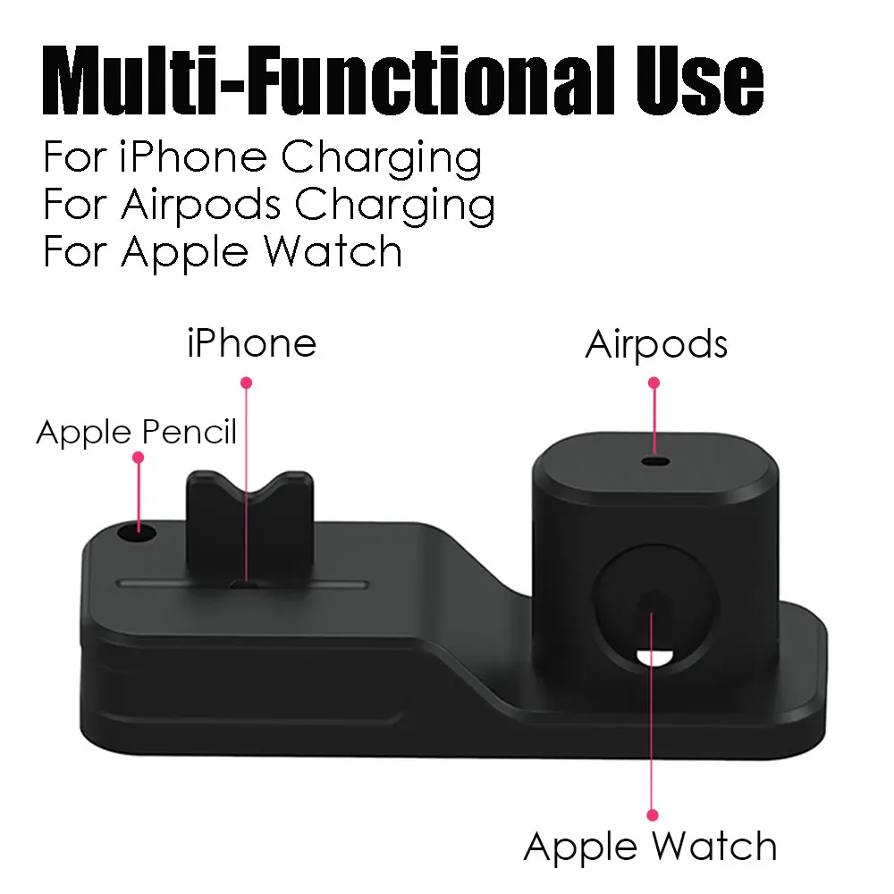 4 in 1 desktop phone charge dock station silicone holder for airpods 12 apple watch pencil stand for iphone 12 pro max 11 xs free global shipping