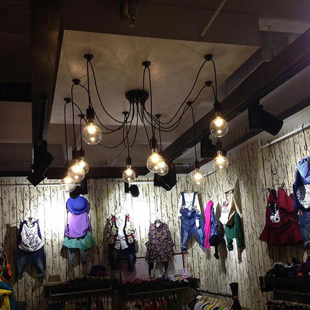 Винтажная Подвесная лампа в скандинавском стиле Е27 регулируемые подвесные