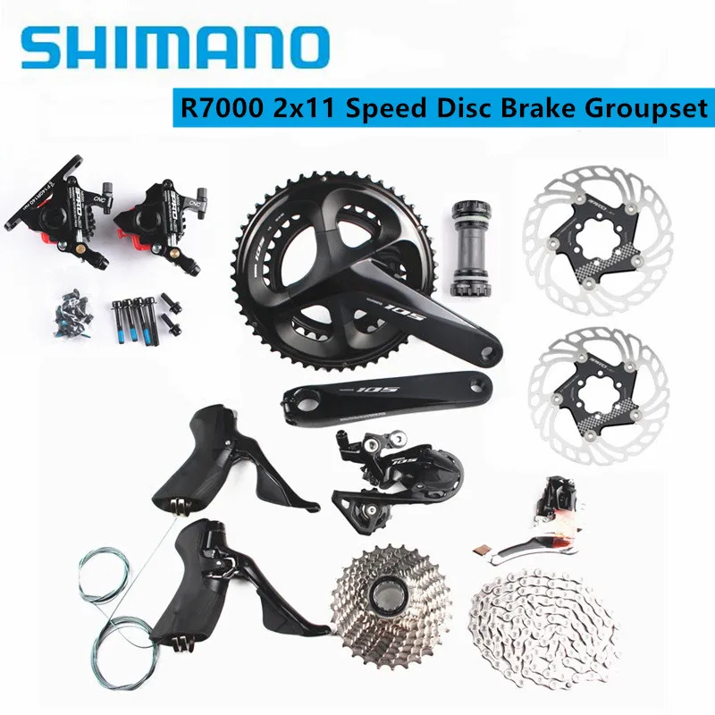 SHIMANO 105 R7000 2x11 Speed Disc Brake Groupset For Road Bike Bicycle Kit Set With IIIPRO DISC | Спорт и развлечения
