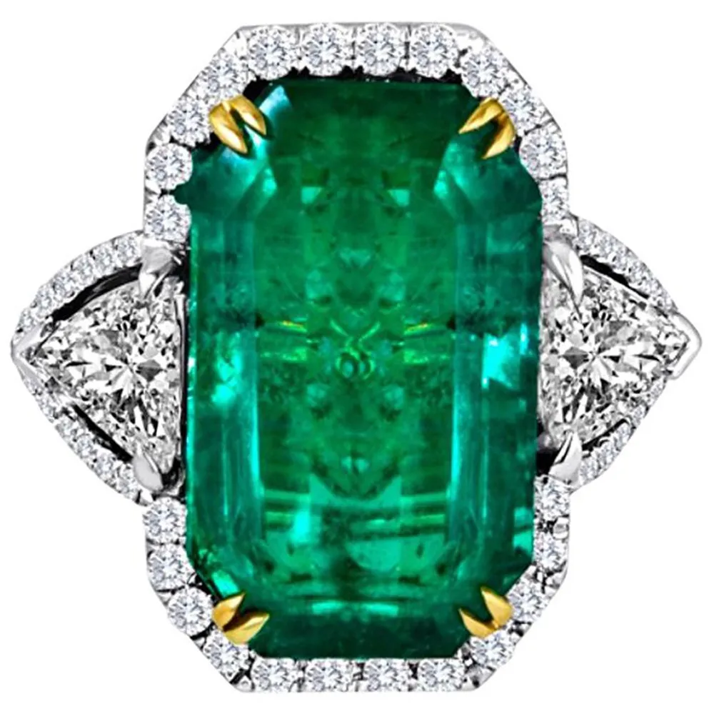 

Gu Li Fashion Green Rectangular Crystal Inlaid Zircon Alloy Ring For Women Jewelry Female Hand Accessories Size 5-12