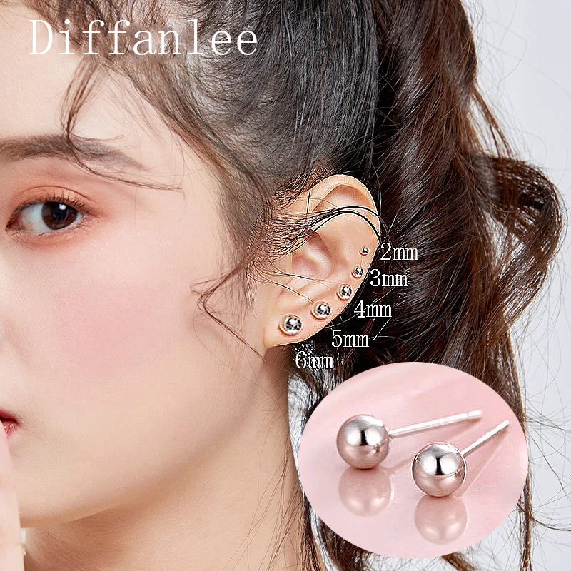 

High Quality Ear Studs Piercing Cartilage Earrings for Women Smooth Round Ball Earrings Jewelry Stud Earring brincos Accessories