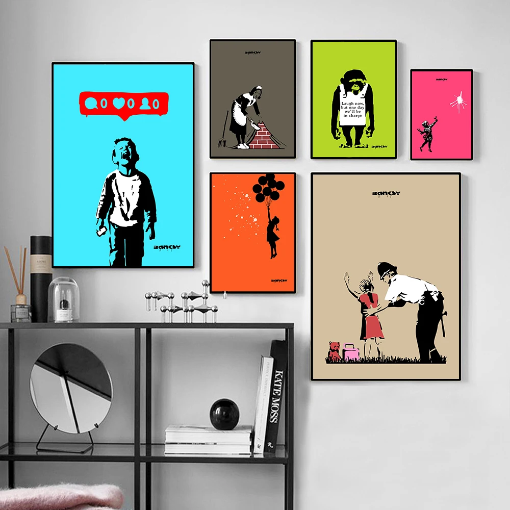 

Classic Graffiti Sign By Banksy Art Canvas Painting Nordic Abstract Colorful Posters and Prints Home Decoration Wall Art Picture