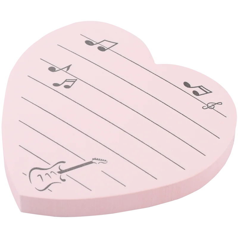 Heart-shaped Note Sticky Music Notes Stickers N Times Memo Pad Book Learning Piano Gift Stationery Notepad 1 Pack 80 Sheets | Канцтовары